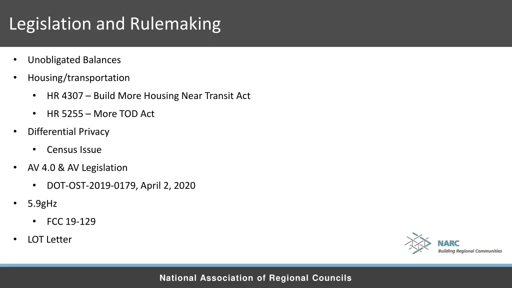 legislation and rulemaking