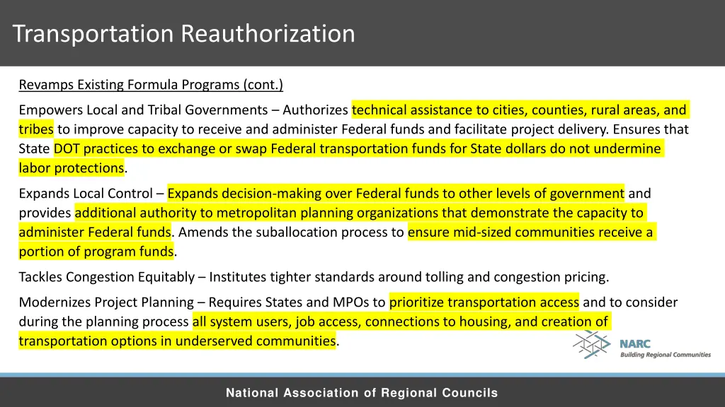 transportation reauthorization 10
