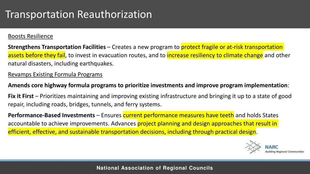 transportation reauthorization 8