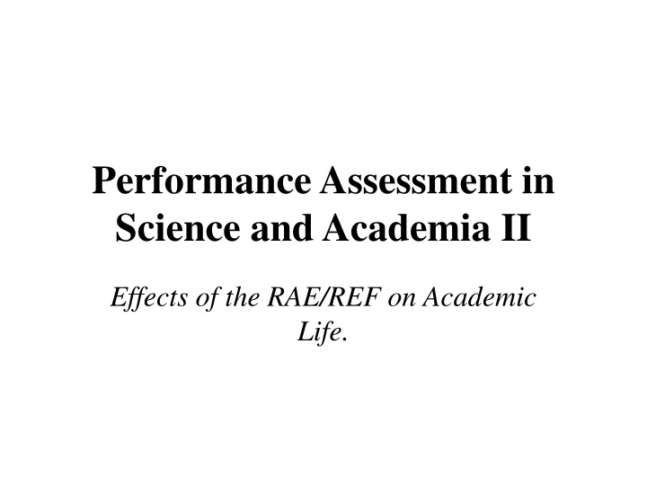 performance assessment in science andacademia ii