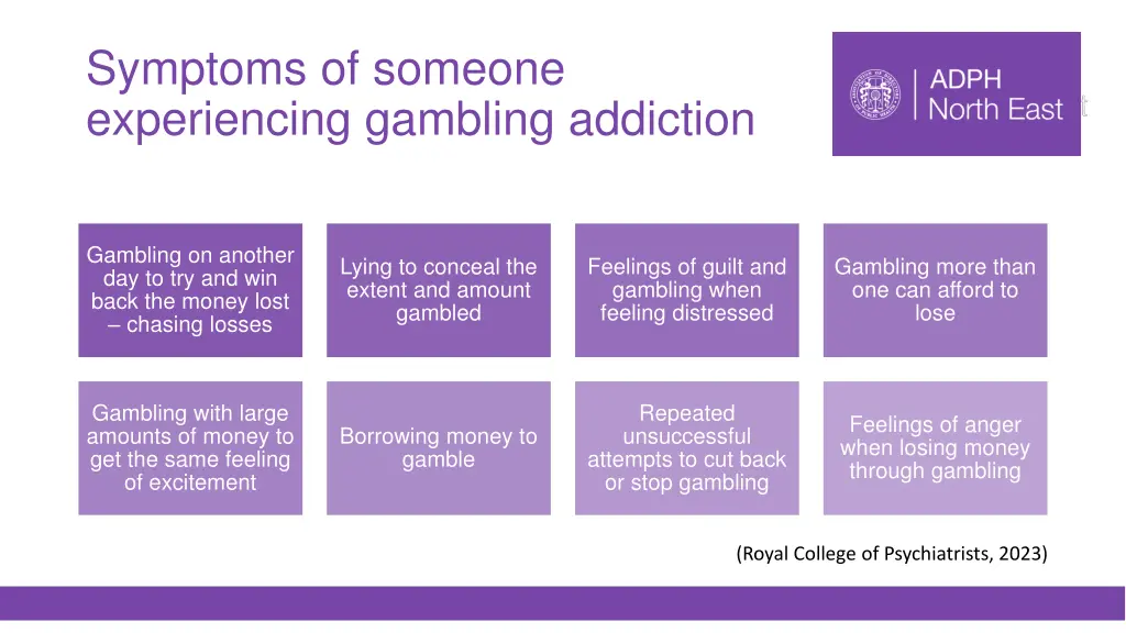 symptoms of someone experiencing gambling