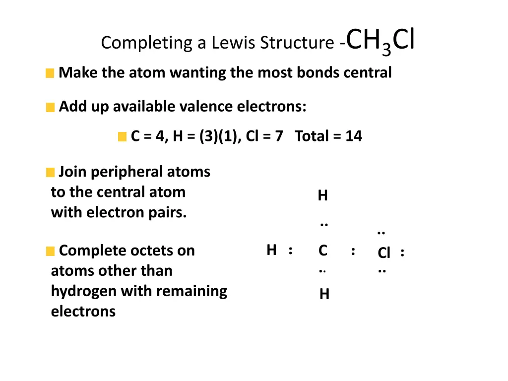 completing a lewis structure ch 3 cl make