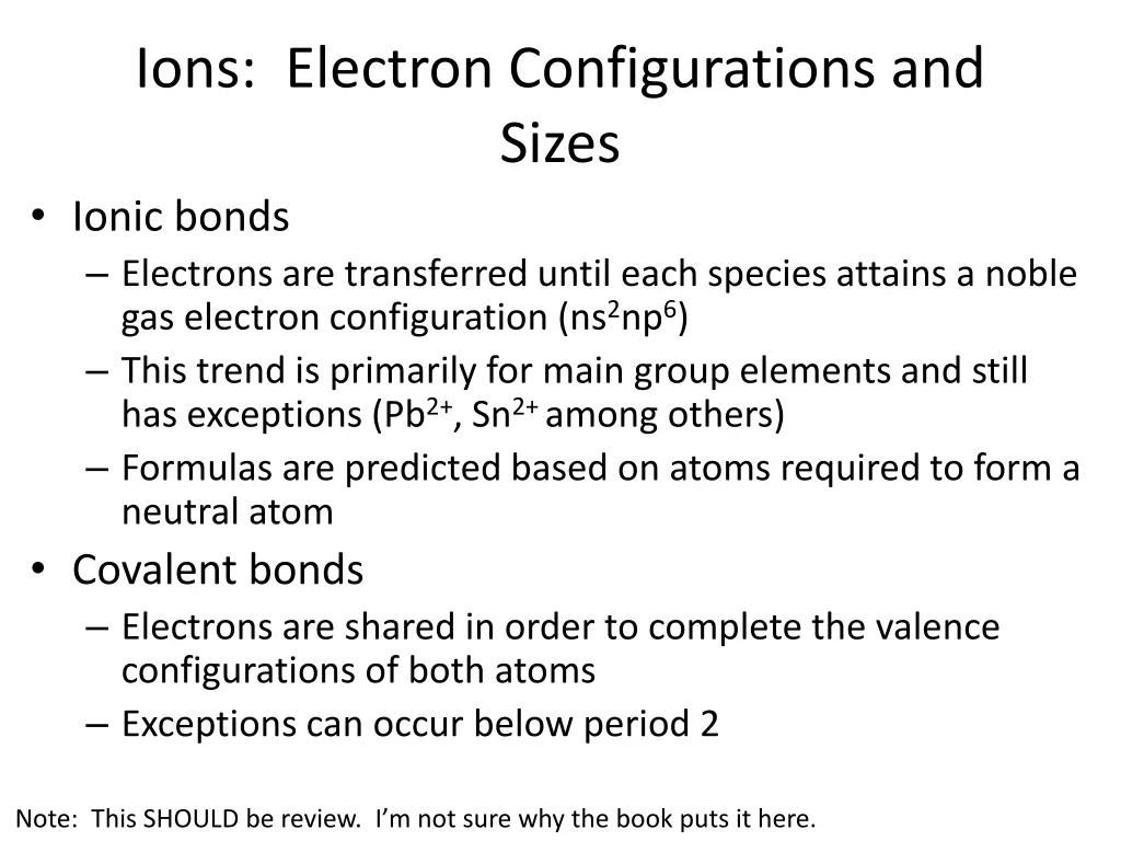 ions electron configurations and sizes ionic