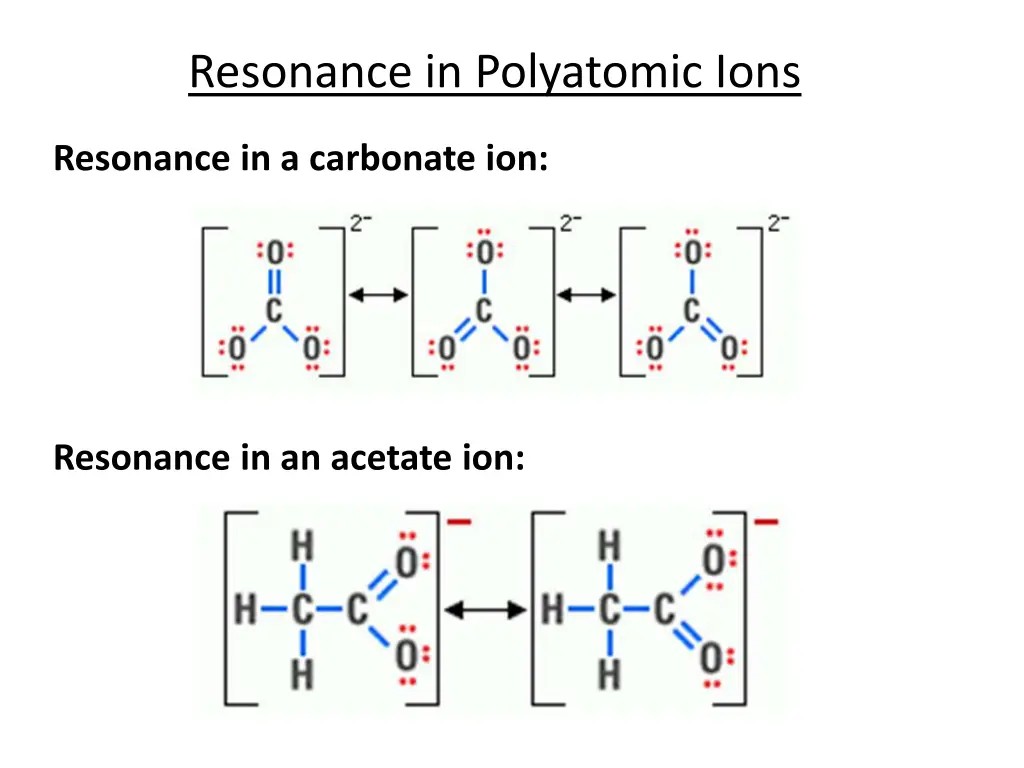 resonance in polyatomic ions