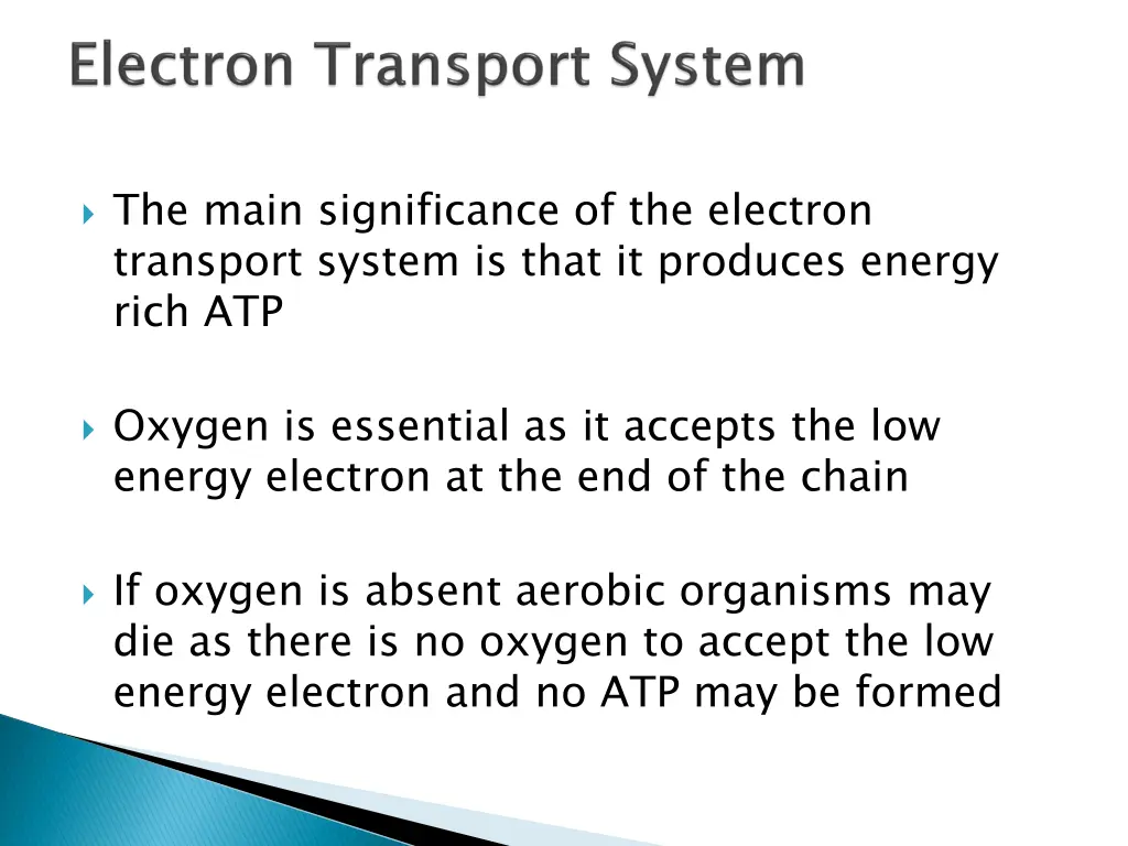 the main significance of the electron transport