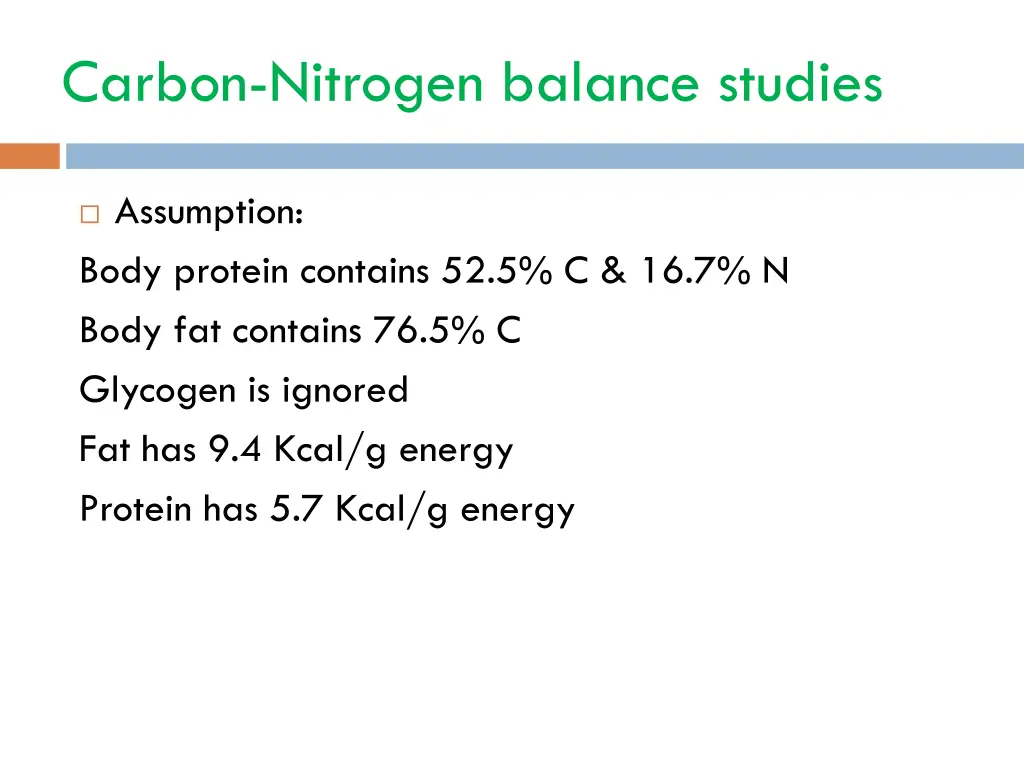 carbon nitrogen balance studies 1
