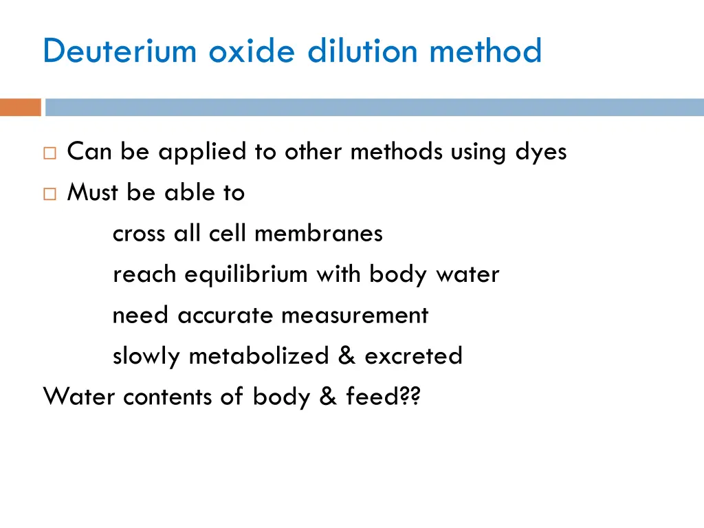 deuterium oxide dilution method