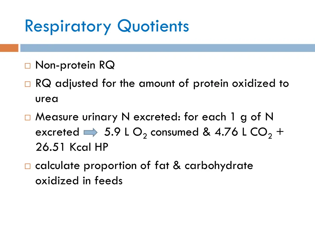 respiratory quotients 1