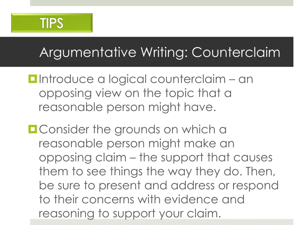 argumentative writing counterclaim