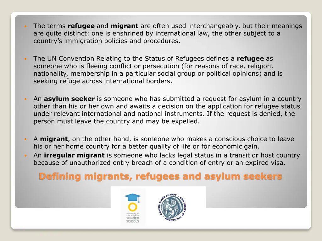 the terms refugee and migrant are often used
