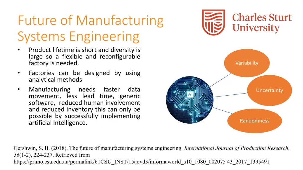 future of manufacturing systems engineering