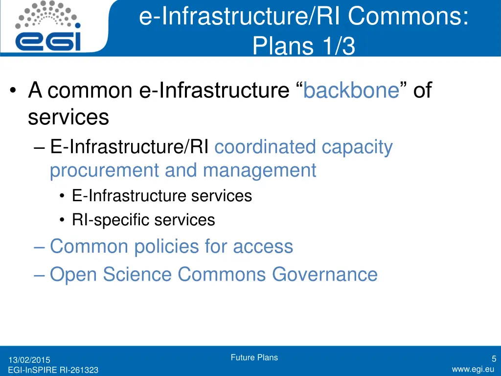 e infrastructure ri commons plans 1 3