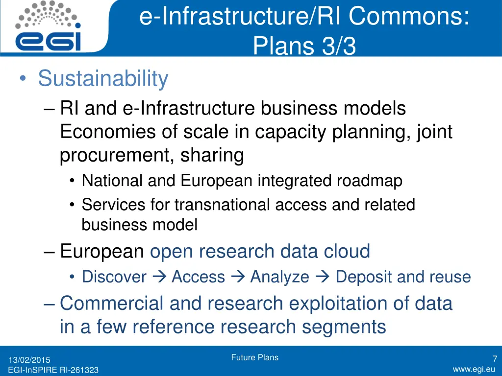 e infrastructure ri commons plans