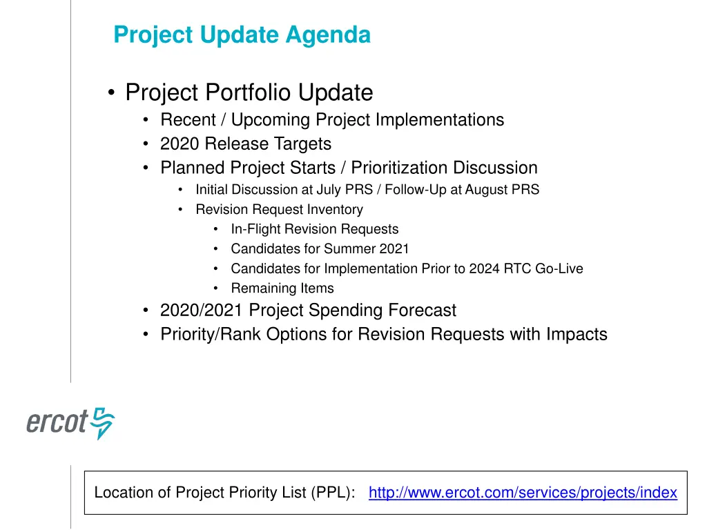 project update agenda