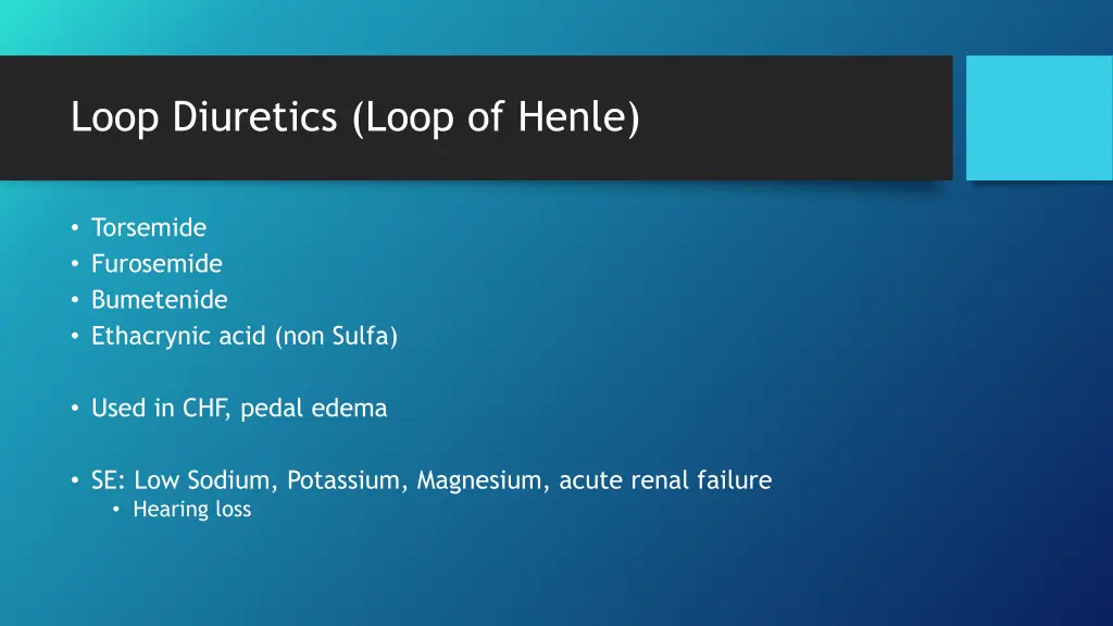 loop diuretics loop of henle