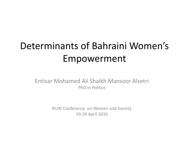 determinants of bahraini women s empowerment