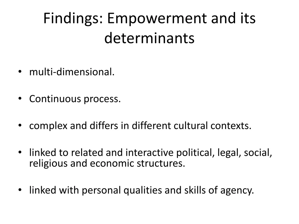findings empowerment and its determinants