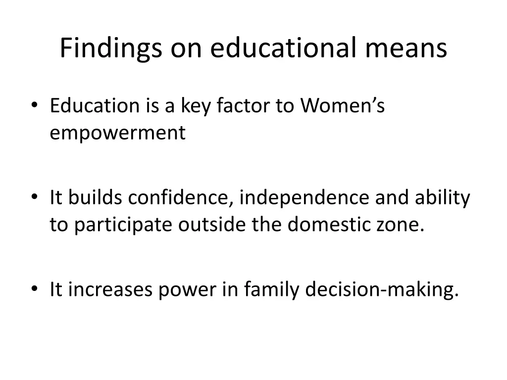 findings on educational means