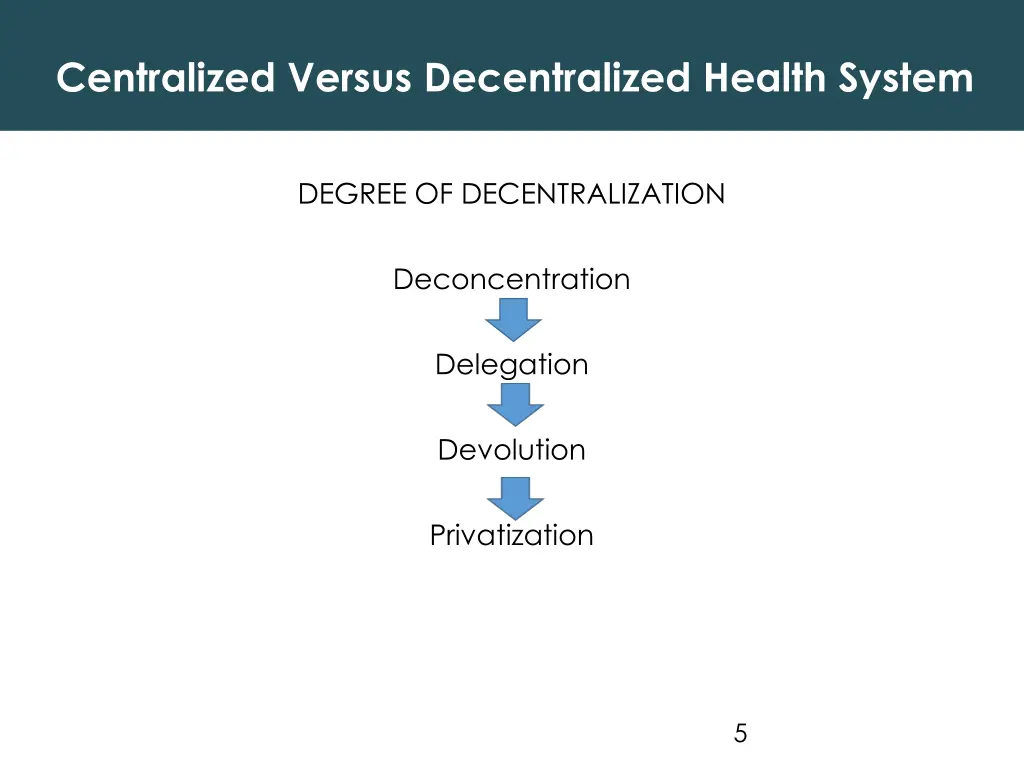 centralized versus decentralized health system