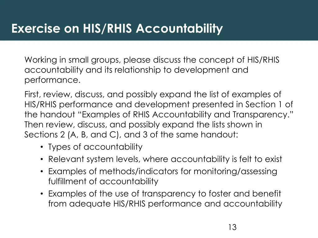 exercise on his rhis accountability