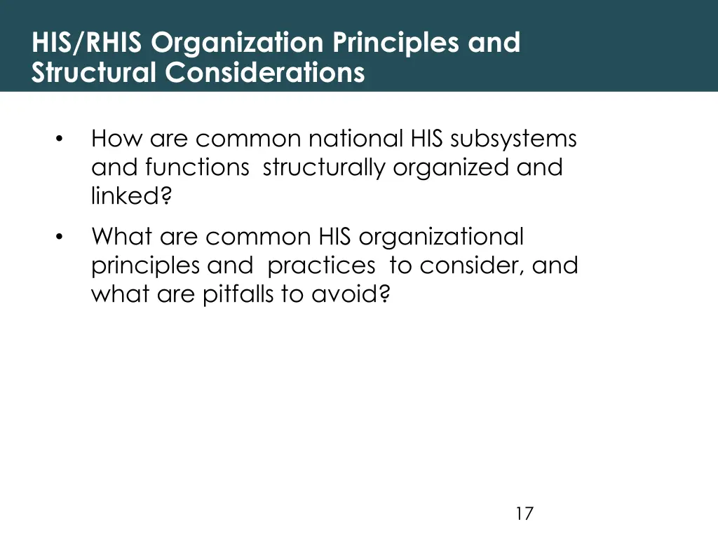 his rhis organization principles and structural