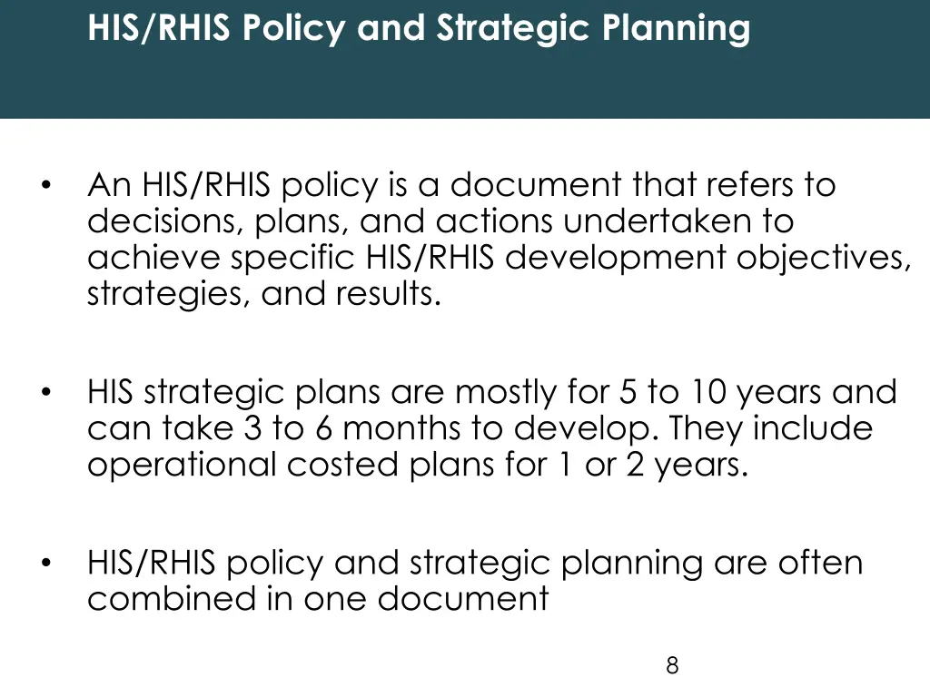 his rhis policy and strategic planning