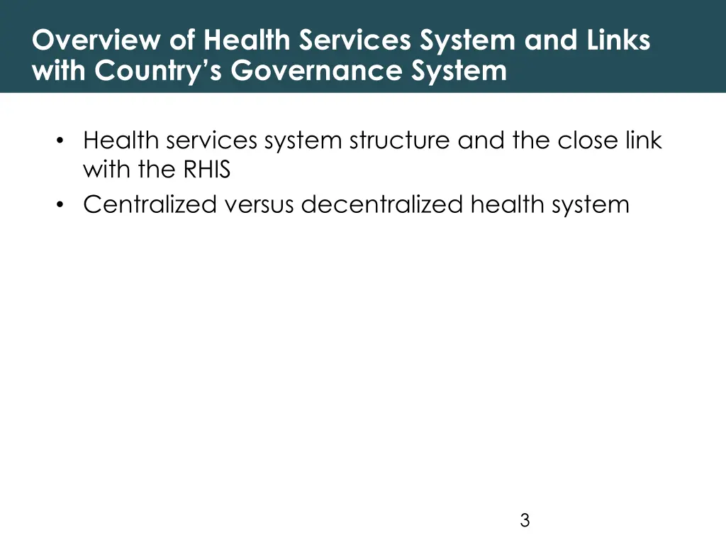 overview of health services system and links with