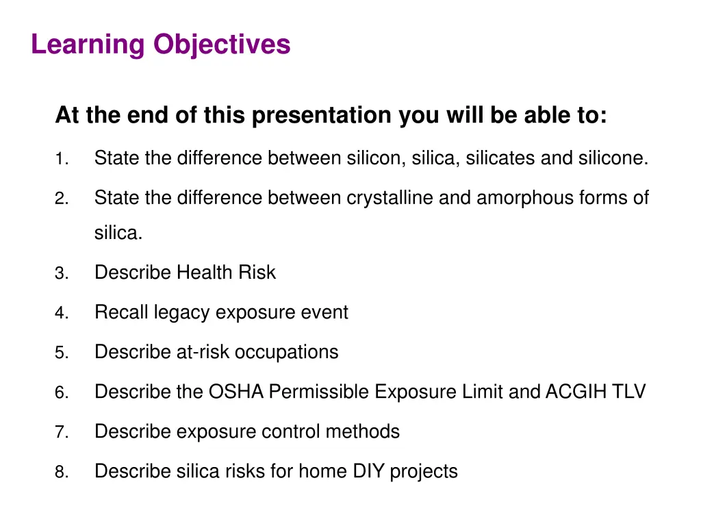 learning objectives learning objectives