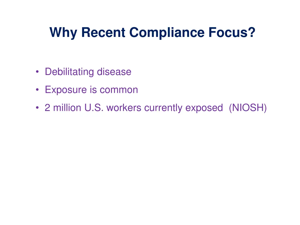 why recent compliance focus