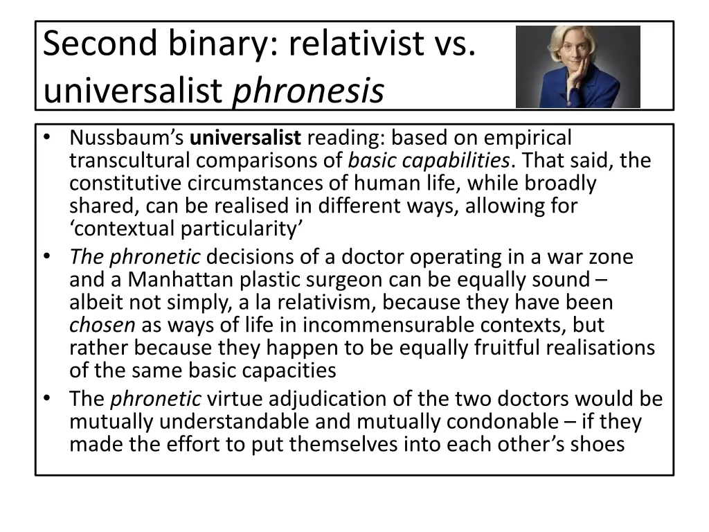 second binary relativist vs universalist