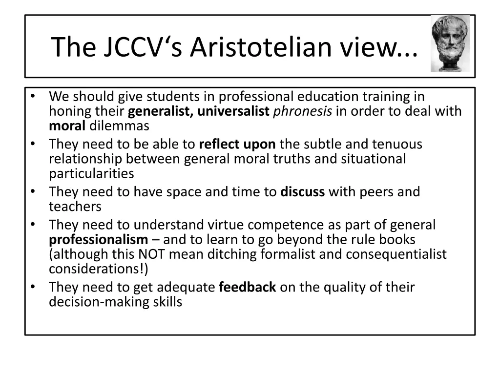 the jccv s aristotelian view