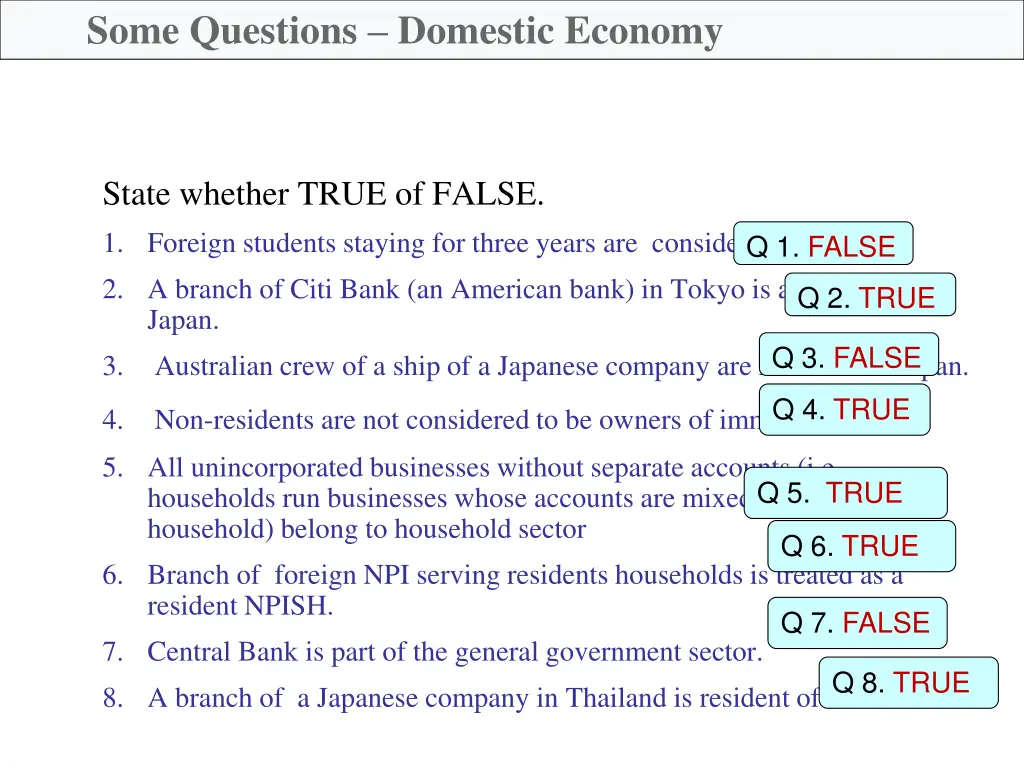 some questions domestic economy