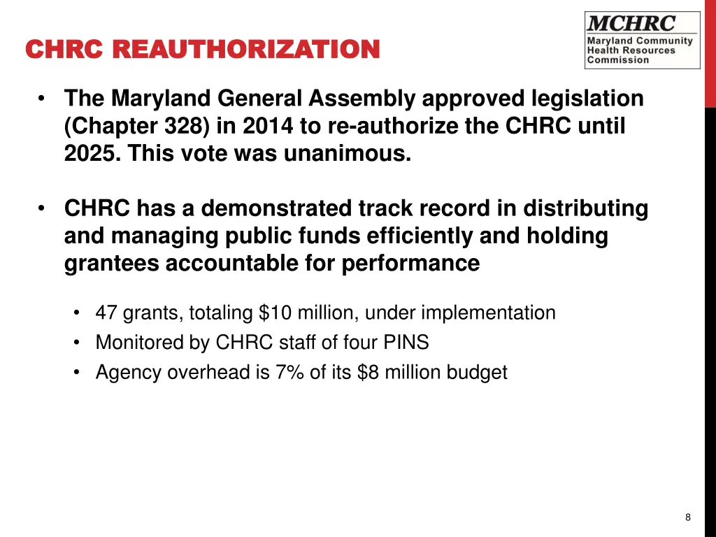 chrc reauthorization chrc reauthorization