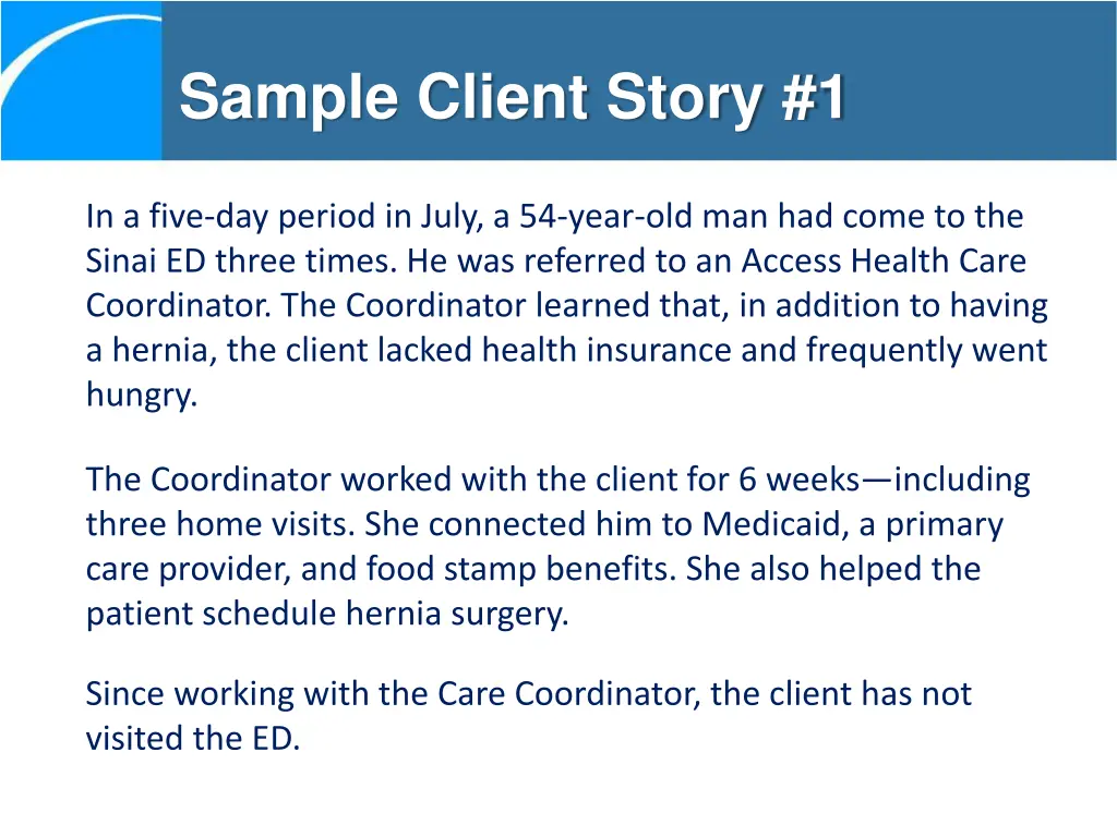 sample client story 1