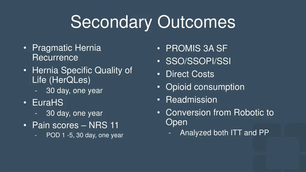 secondary outcomes