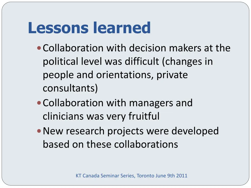 lessons learned 1