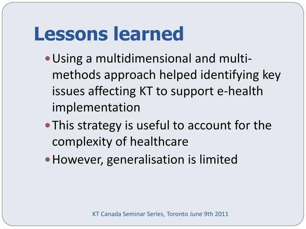 lessons learned