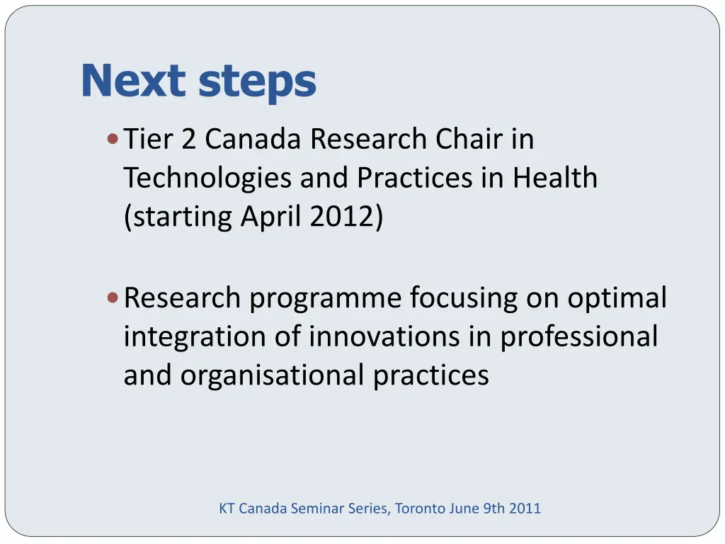 next steps