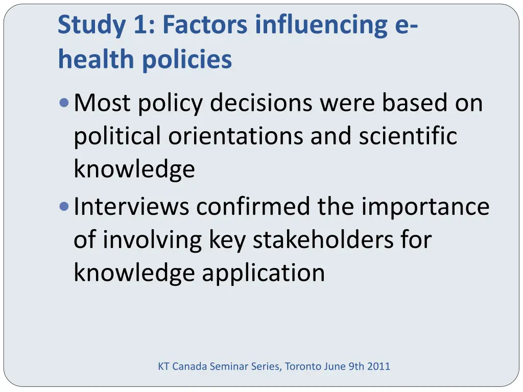 study 1 factors influencing e health policies 1