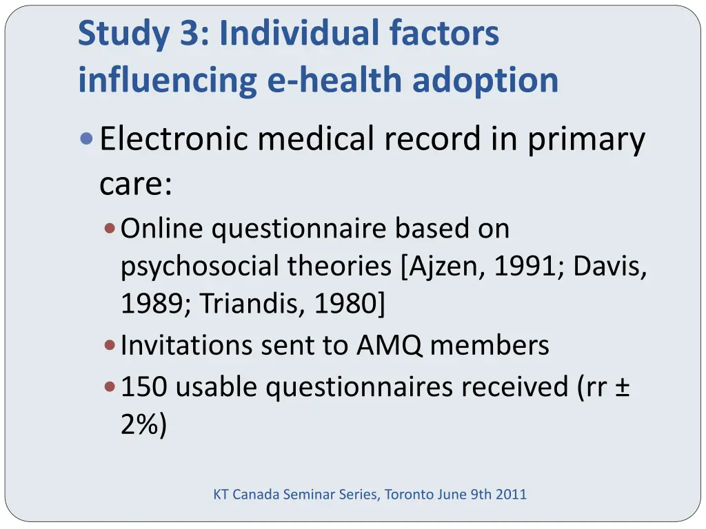 study 3 individual factors influencing e health