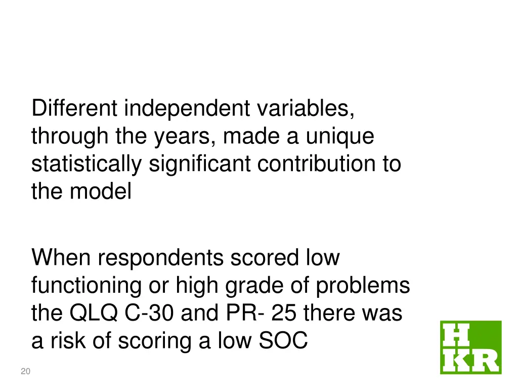 different independent variables through the years