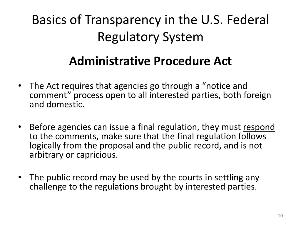basics of transparency in the u s federal