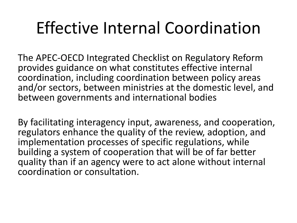 effective internal coordination