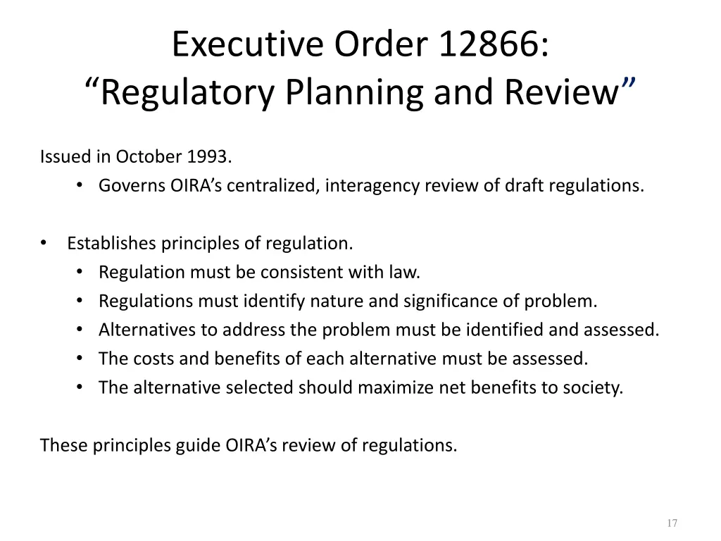 executive order 12866 regulatory planning