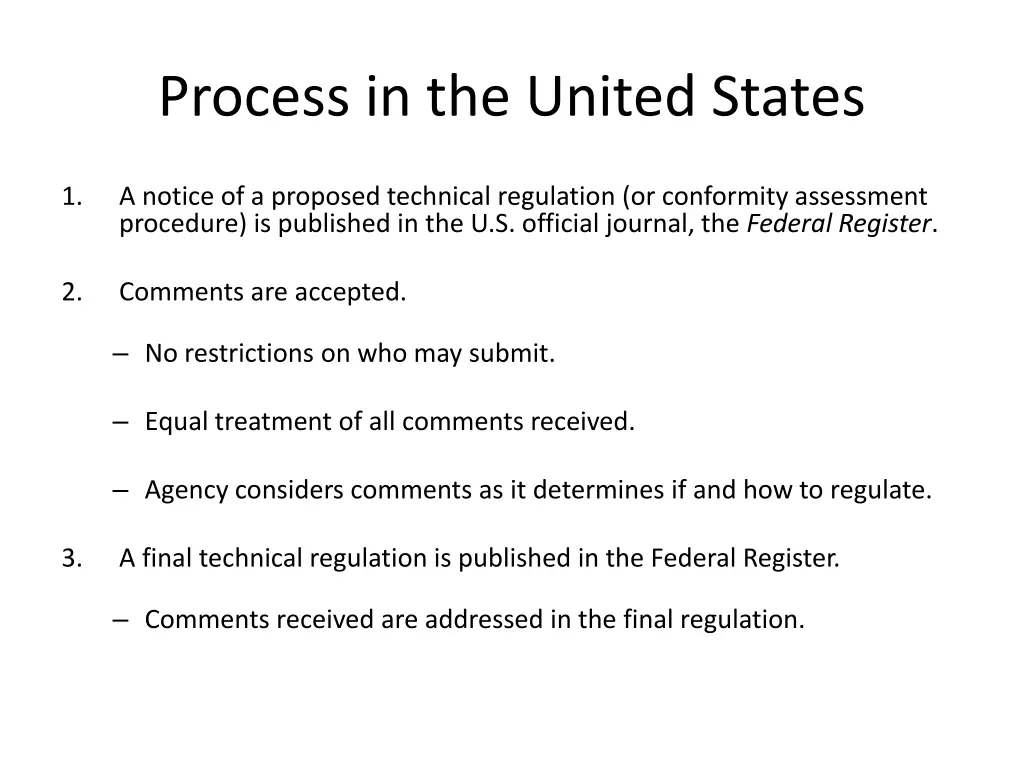 process in the united states