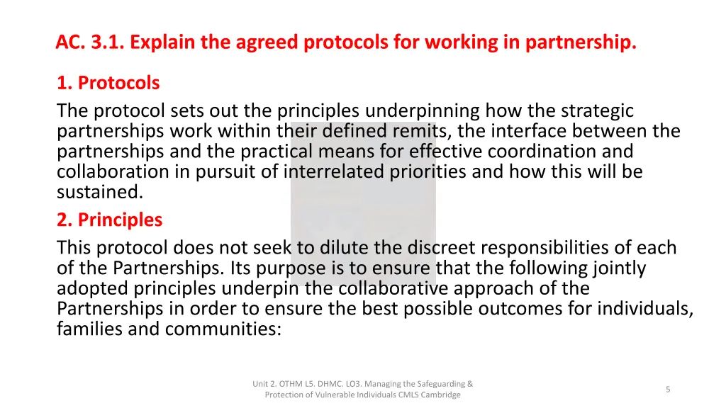 ac 3 1 explain the agreed protocols for working