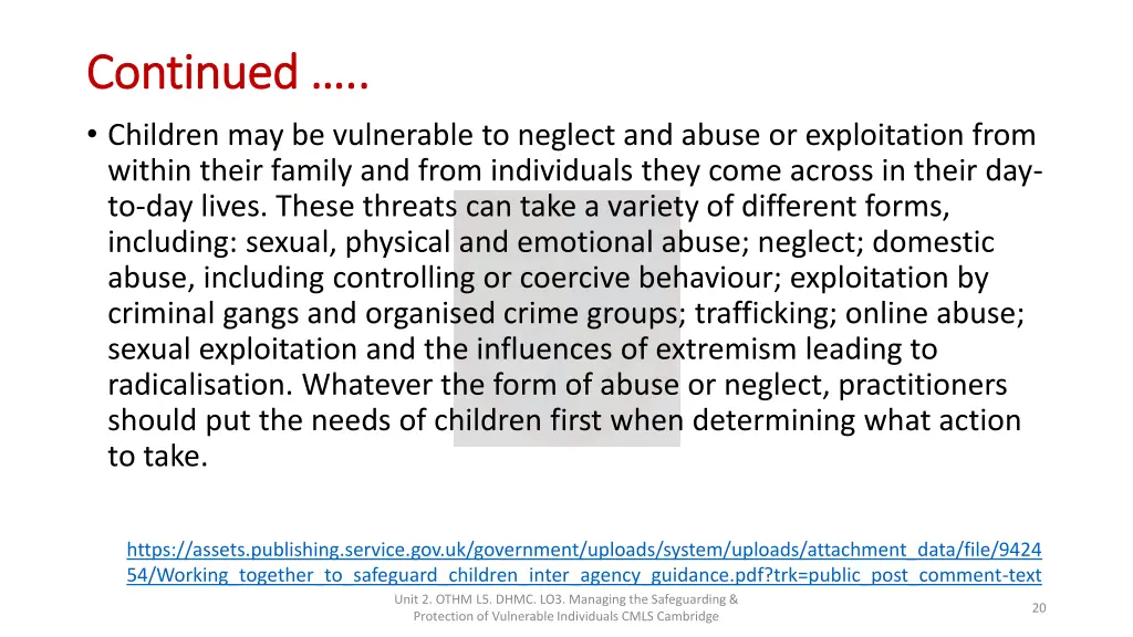 continued continued children may be vulnerable
