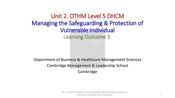 unit 2 unit 2 othm level 5 dhcm othm level 5 dhcm