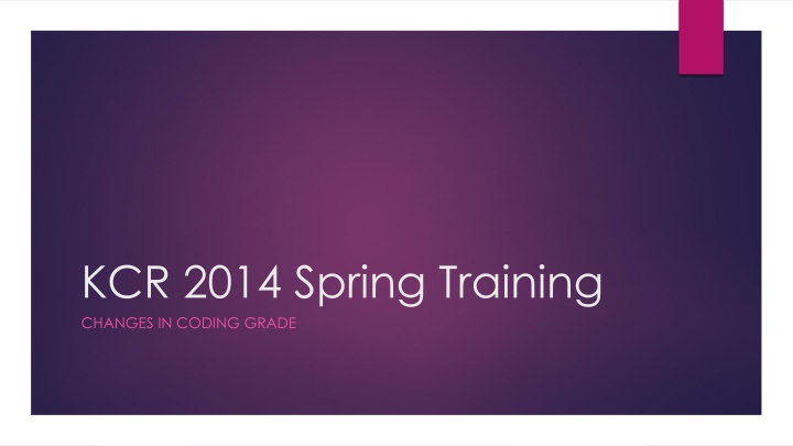 kcr 2014 spring training changes in coding grade