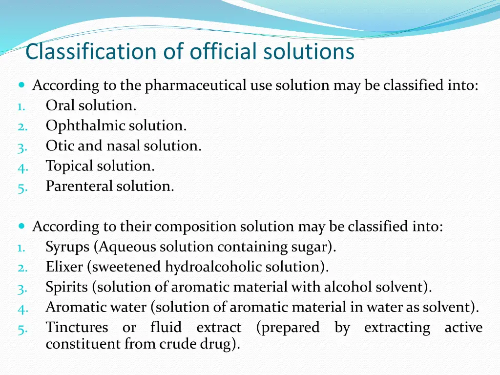 classification of official solutions